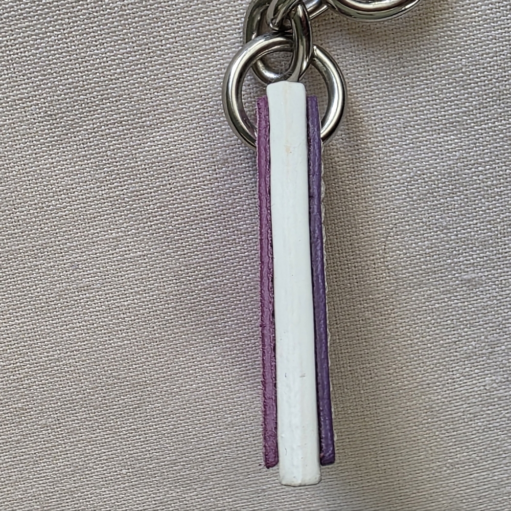 Coach Letter A Bag Charm Purple Suede Leather Keychain Hangtag Y2K - Picture 6 of 8